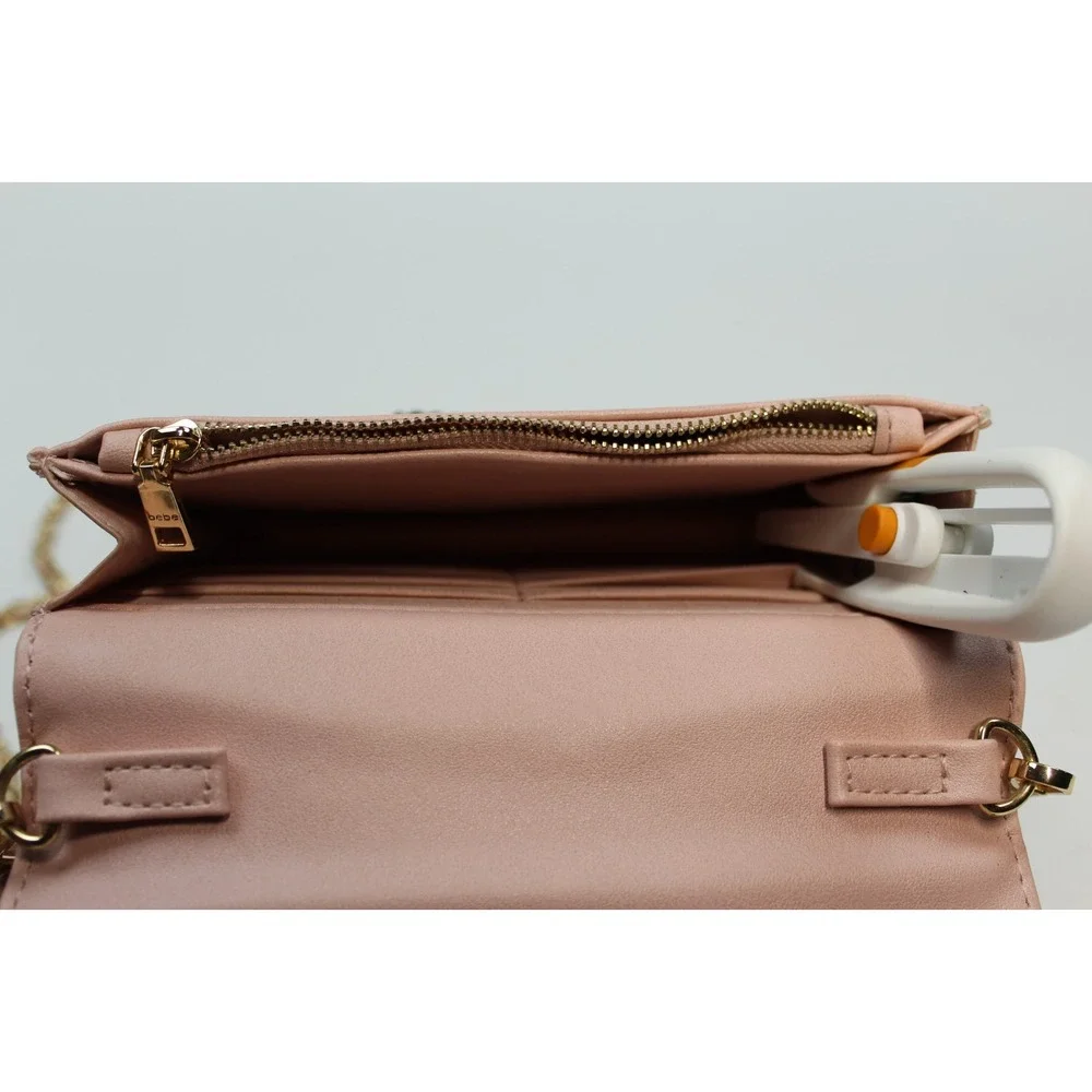 Authentic Bebe Hot Pink Crossbody Purse Gold Chain Strap Faux Leather Handbag